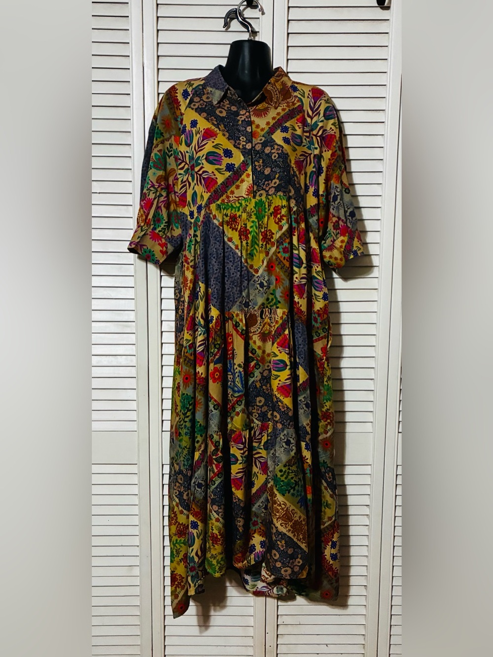 NATURAL LIFE Mustard Yellow Floral Patchwork Maxi Dress